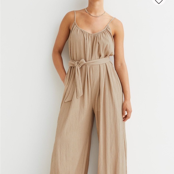 H&M Beige Tie Belt Jumpsuit - Picture 3 of 14